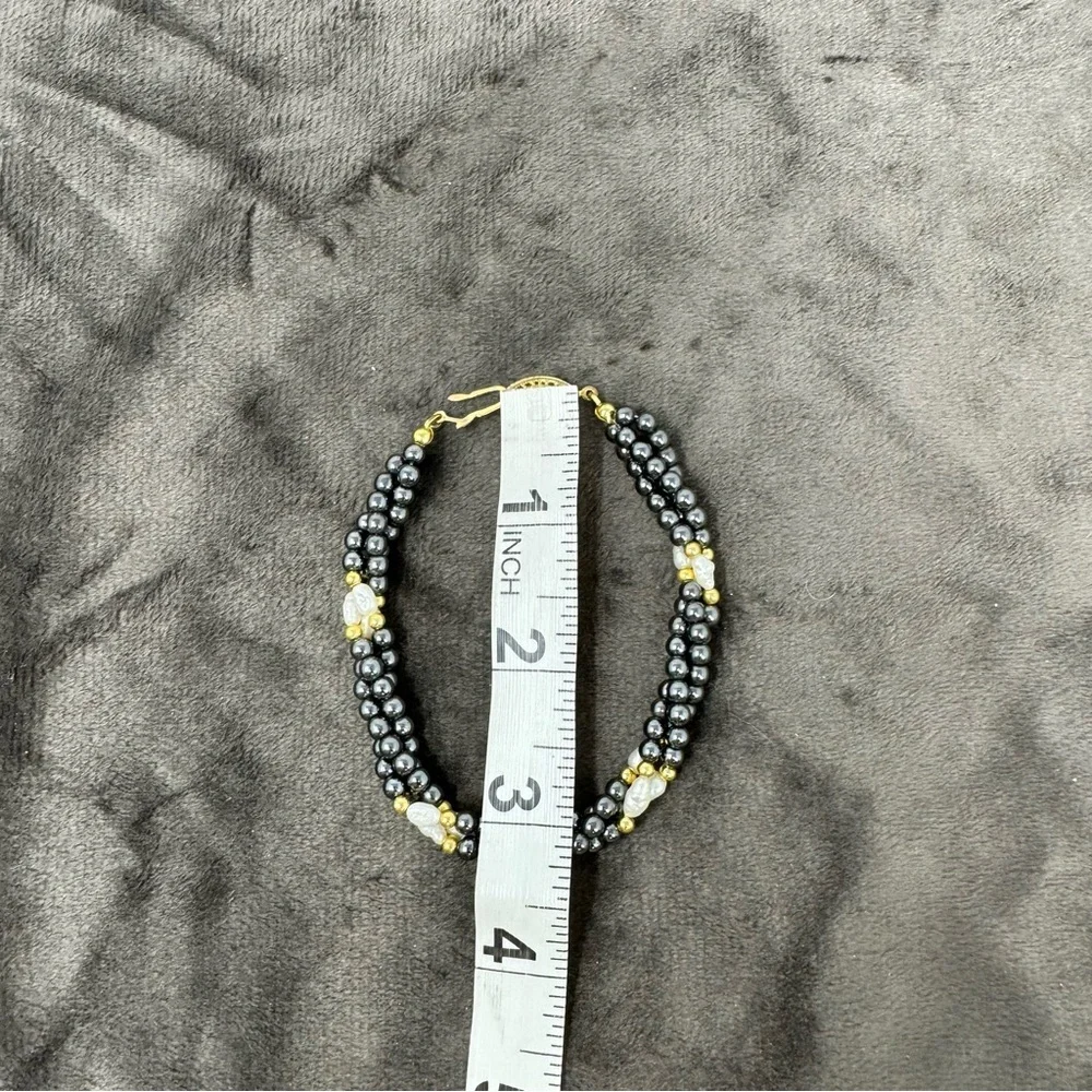 Vintage Grey and White Pearls, Triple Twisted Strand Pearl Bracelet